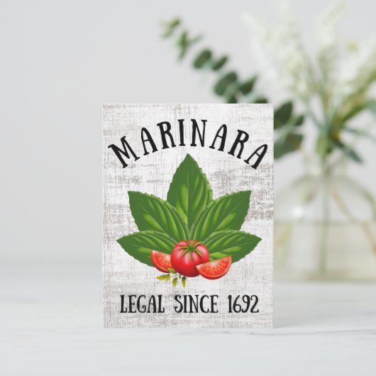 Marinara Legal sinds 1692 Basil laat tomaten ligge Feestdagenkaart (Staand voorkant)