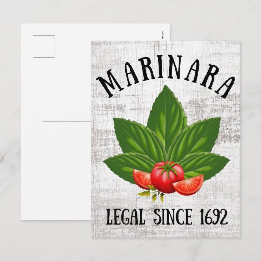 Marinara Legal sinds 1692 Basil laat tomaten ligge Feestdagenkaart (Voorkant / Achterkant)