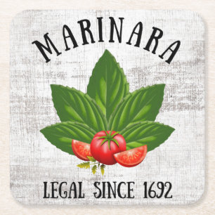 Marinara Legal sinds 1692 Basil laat tomaten ligge Kartonnen Onderzetters