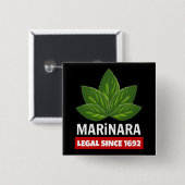 Marinara Legal sinds 1692 Basil Leaves Vierkante Button 5,1 Cm (Voorkant /achterkant)