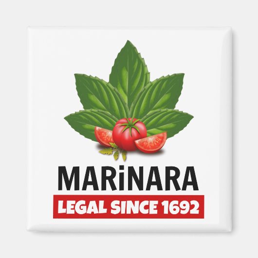 Marinara Legal sinds 1692 Basil Tomaten Magneet (Voorkant)
