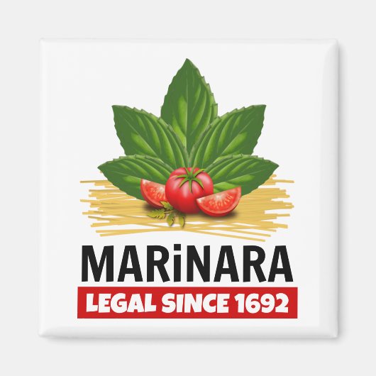 Marinara Legal sinds 1692 Basil Tomaten Spaghetti Magneet (Voorkant)