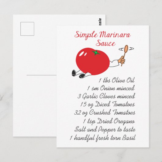 Marinara Recipe Briefkaart (Voorkant / Achterkant)