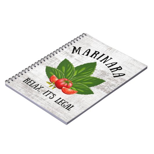 Marinara Relax Het is de legale Basil Tomato Food  Notitieboek (Linkerzijde)