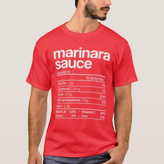 Marinara Sauce Nutrition Fact Funny Thanksgiving C T-shirt (Voorkant)