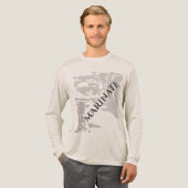 "Marinate" Charcoal Grey Island Print Patroon Tri-Blend Shirt (Voorkant)