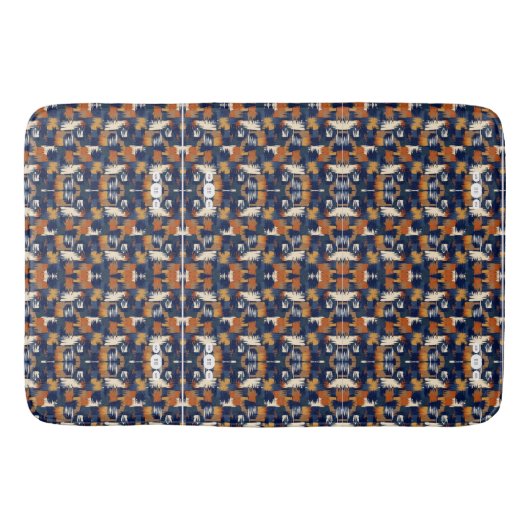 Marinblauw Abstract Patroon Dekbed Badmat (Voorkant)