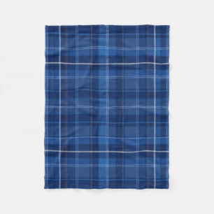 Marinblauw en koningsblauw ruitpatroon fleece deken