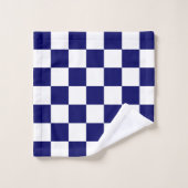 Marinblauw en wit geruit patroon bad handdoek (Wasdoekje)