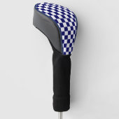 Marinblauw en wit geruit patroon golfheadcover (Schuin)