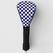 Marinblauw en wit geruit patroon golfheadcover (Voorkant)
