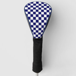 Marinblauw en wit geruit patroon golfheadcover