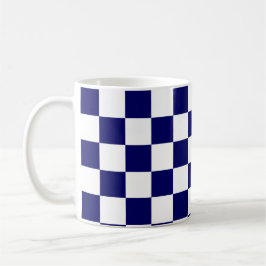 Marinblauw en wit geruit patroon koffiemok