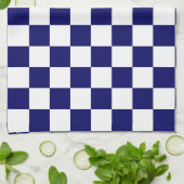 Marinblauw en wit geruit patroon theedoek (Gevouwen)