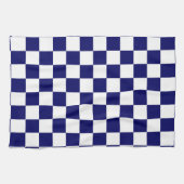 Marinblauw en wit geruit patroon theedoek (Horizontaal)