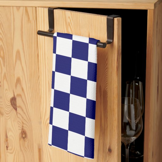Marinblauw en wit geruit patroon theedoek (Derde Gevouwen)
