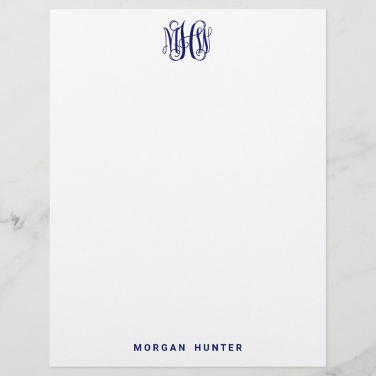 Marine 3 Initieel Wijnstok Script Monogram DIY BG Briefhoofd (Voorkant)