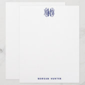 Marine 3 Initieel Wijnstok Script Monogram DIY BG Briefhoofd (Voorkant / Achterkant)