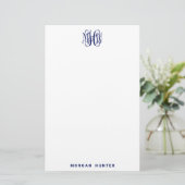 Marine 3 Initieel Wijnstok Script Monogram DIY BG Briefpapier (Staand voorkant)