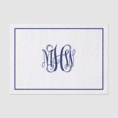 Marine 3 Initieel Wijnstok Script Monogram DIY BG Tissuepapier (Voorkant)