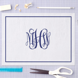 Marine 3 Initieel Wijnstok Script Monogram DIY BG Tissuepapier