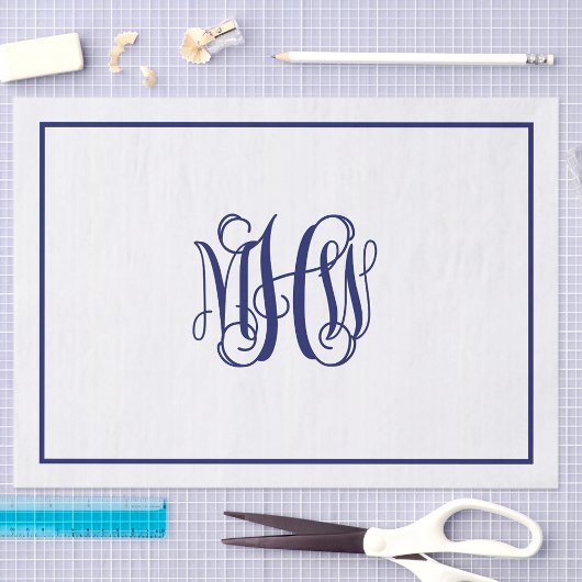 Marine 3 Initieel Wijnstok Script Monogram DIY BG Tissuepapier