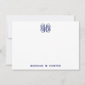 Marine 3 Initieel Wingerdschrift Monogram DIY BG Bedankkaart (Voorkant)