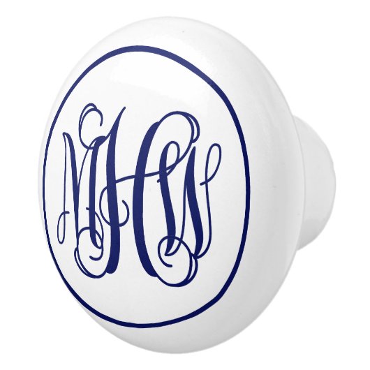 Marine 3 Initieel Wingerdschrift Monogram DIY BG Keramische Knop (Rechts)