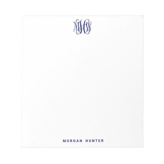 Marine 3 Initieel Wingerdschrift Monogram DIY BG Notitieblok (Voorkant)