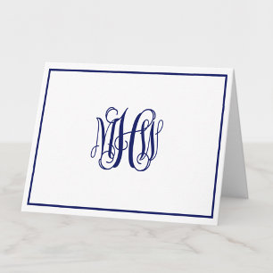 Marine 3 Initieel Wingerdschrift Monogram DIY BG Notitiekaartje