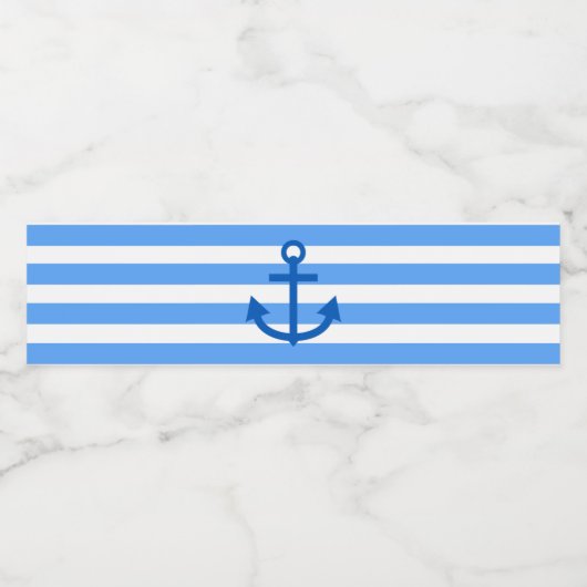 Marine Anchor Stripes Blue & White Waterfles Etiket (Enkel label)