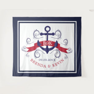 Marine anker in marineblauw en rood wandkleed