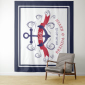 Marine anker in marineblauw en rood wandkleed (In situ)