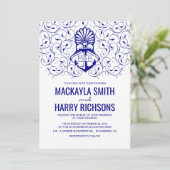 Marine Anker Nautische Strand Wedding Kaart (Staand voorkant)