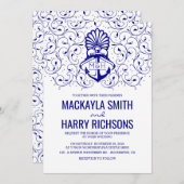 Marine Anker Nautische Strand Wedding Kaart (Voorkant / Achterkant)