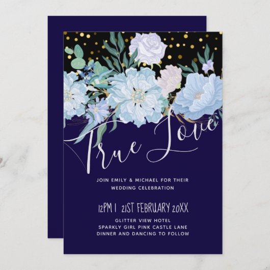 Marine aqua blauwe bloemige trouwbudget (Voorkant / Achterkant)