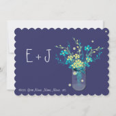 Marine Aqua Gele Bloem Mason Jar Verlovingsfeest Kaart (Achterkant)