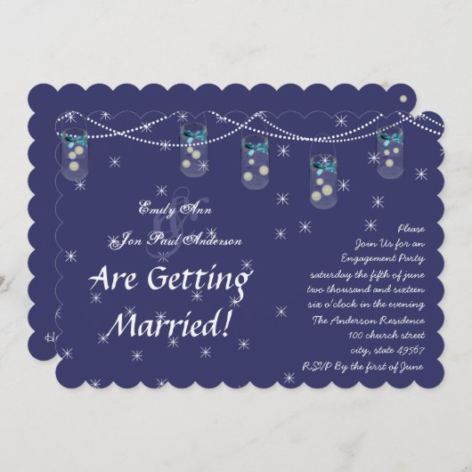 Marine Aqua Gele Bloem Metselwerk Pot Verlovingsfe Kaart (Voorkant / Achterkant)