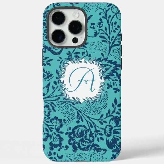  marine Aqua Mint Damask Monogram iPhone Case-Mate iPhone Case (Achterkant)