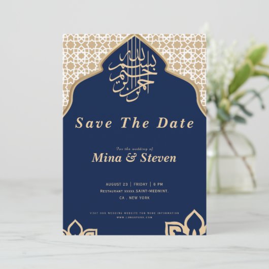 Marine Arabisch Moslim Oriëntals goud  Save The Date (Staand voorkant)