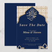 Marine Arabische Moslim Oriëntaalse gouden  Save The Date (Voorkant / Achterkant)