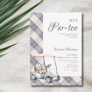 Marine Argyle Golfkar laat Par Tee Baby Shower Kaart