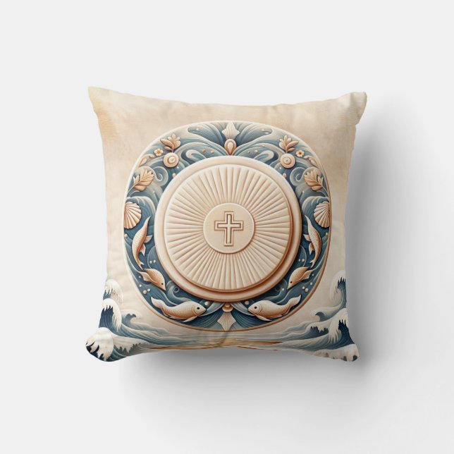 Marine Art Style Eucharistische communie gastheer Kussen (Voorkant)