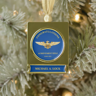 Marine Aviator / Vleugels van Goud Custom Verguld Banner Ornament
