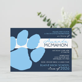 Marine & Baby Blauw Elegant Pawprint (foto achterk Kaart