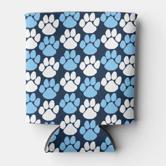 Marine & Baby Blauw Herhalende Pawprint Blikjeskoeler (Voorkant)