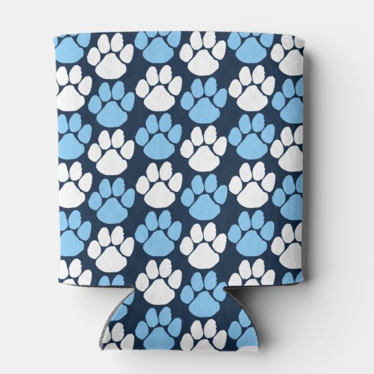 Marine & Baby Blauw Herhalende Pawprint Blikjeskoeler (Achterkant)
