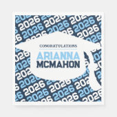 Marine & Baby Blue Gepersonaliseerde Graduation Ca Servet (Voorkant)