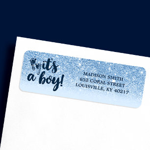 Marine Babygroen Glitter Ombre Het Is Een Jongen Etiket