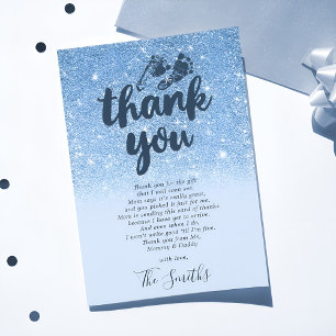 Marine Babys Blau Glitter Ombre Babyfeest Bedankkaart